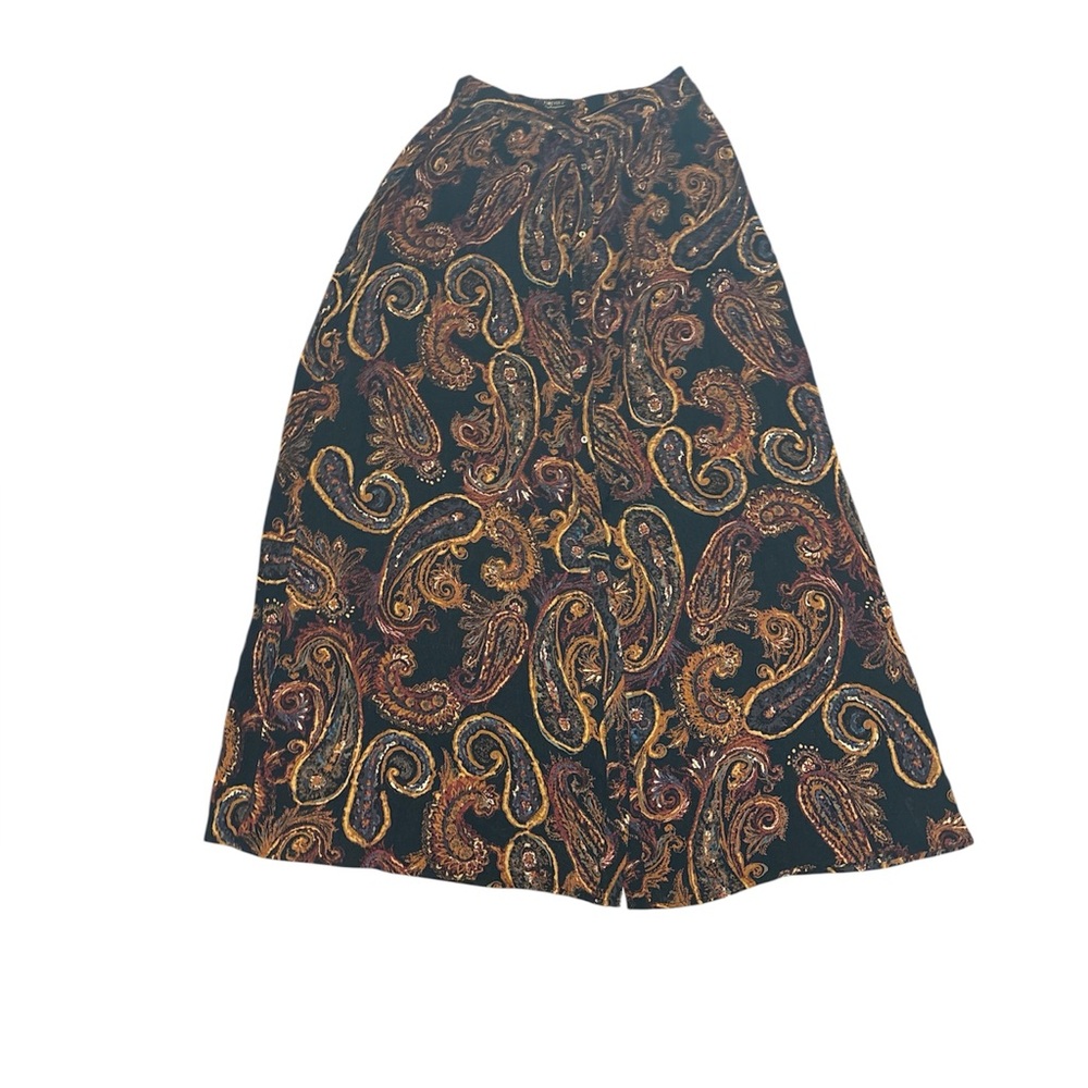 Elegant Black and Brown Paisley Skirt